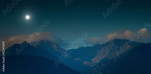 Starry sky in the mountains.