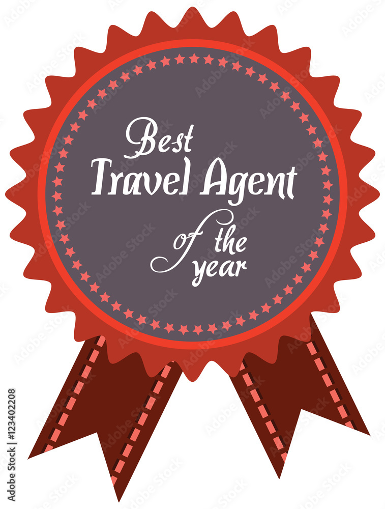 Vector promo label of best travel agent or tour guide service aw Vector promo label of best travel agent or tour guide service aw