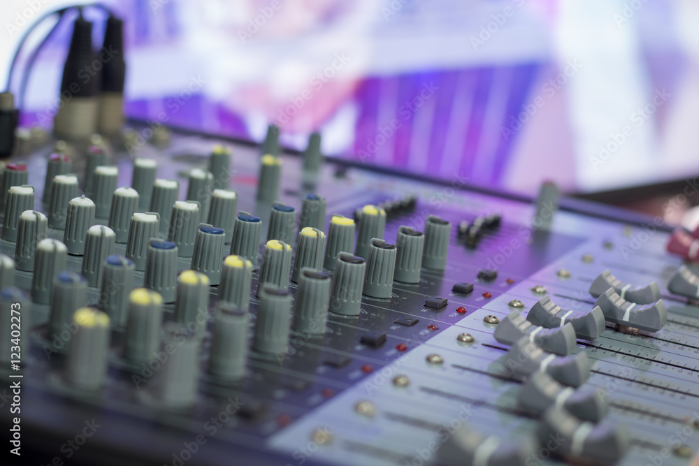 Blurred sound mixer panel soft focus Blurred sound mixer panel soft focus