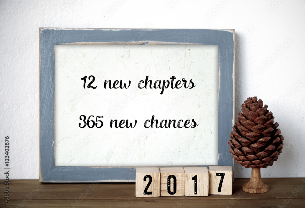 Plakat 12 new chapters, 365 new chances, new year quotation