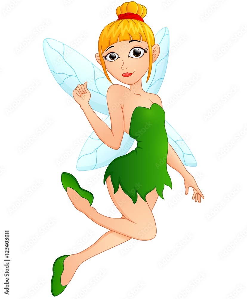Sexy flying fairy girl in green dress Stock Vector | Adobe Stock