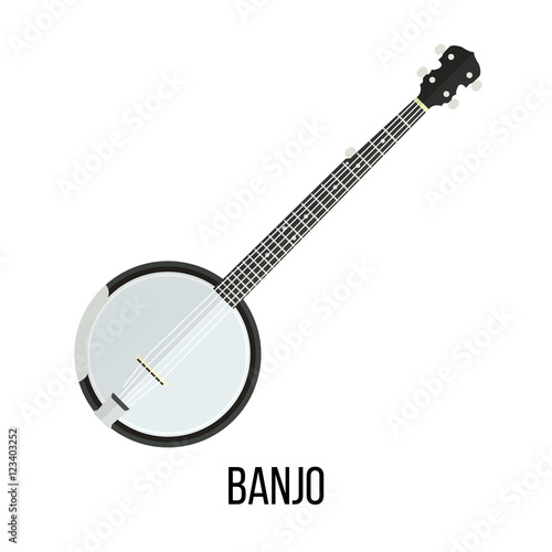 Isolated image of banjo on white background. 