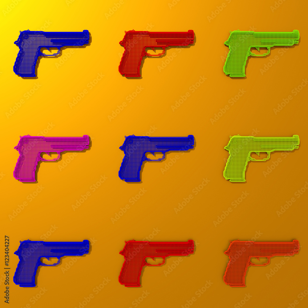 Colorful gun framework low-poly illustration