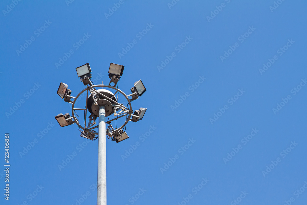 Pillar spotlights With blue sky in daytime Pillar spotlights With blue sky in daytime