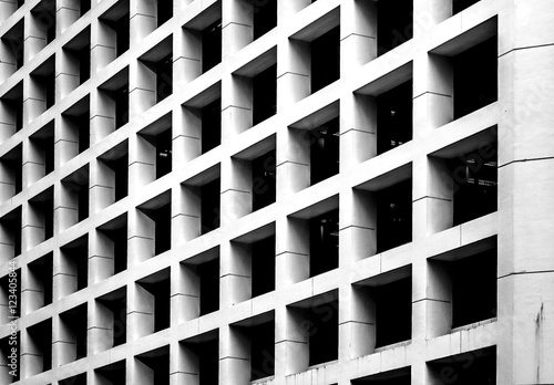 windows of business building in Hong Kong with B&W color 