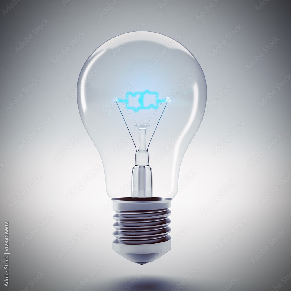 Puzzle bulb light. 3d rendering Puzzle bulb light. 3d rendering