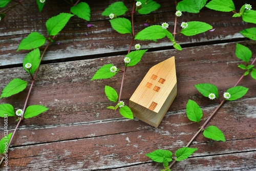 ミニチュア./木で出来た家の模型です.