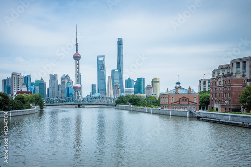 Shanghai skyline panorama in China.