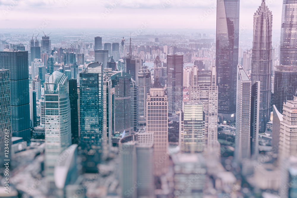 Obraz premium Aerial view of downtown Shanghai,China.