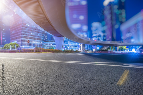 Empty asphalt road through modern city in Shanghai,China.