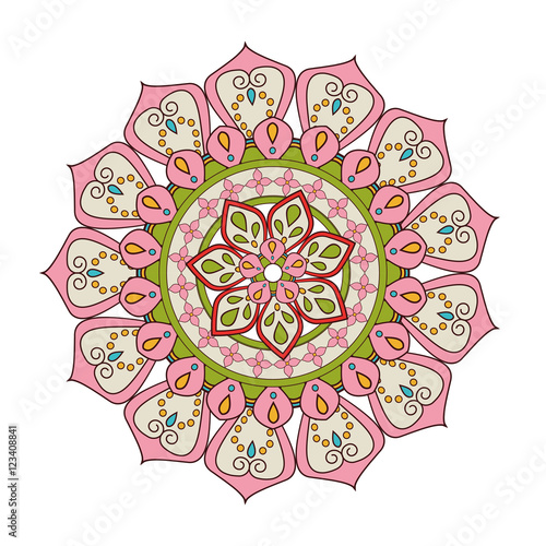 Mandale icon. Bohemic ornament indian and decoration theme. Colorful and isolated design. Vector illustration photo