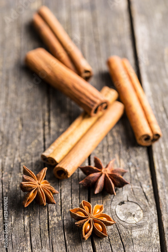 Cinnamon sticks and anise stars.