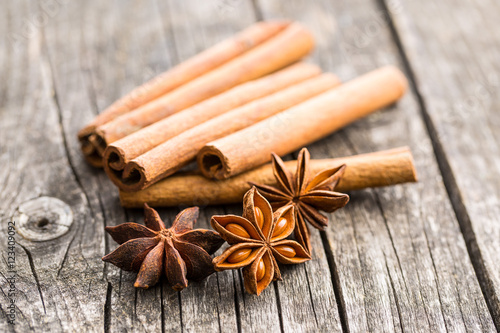 Cinnamon sticks and anise stars.