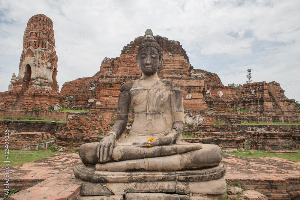 Old buddha image at Mahathat temple, the ancient ruined temple, Old buddha image at Mahathat temple, the ancient ruined temple,