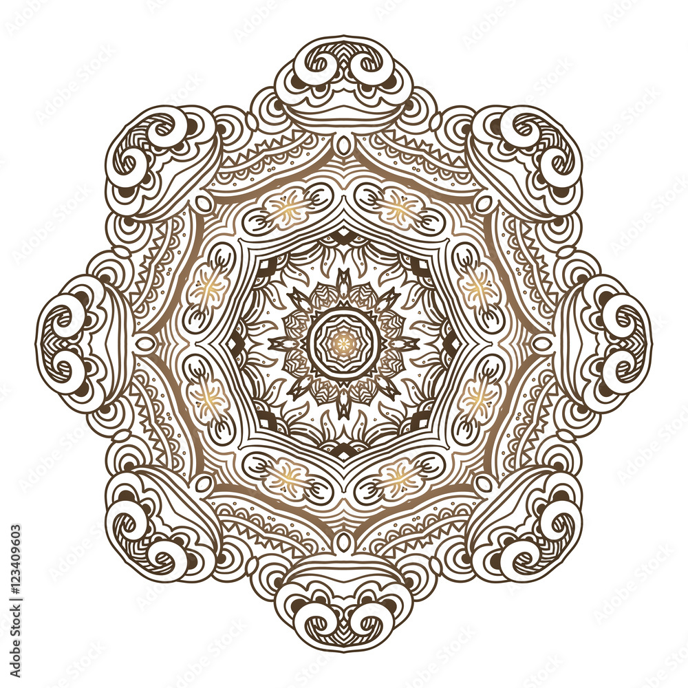 Beautiful Indian floral ornament. Ethnic Mandala. Henna tattoo style. hand drawn design