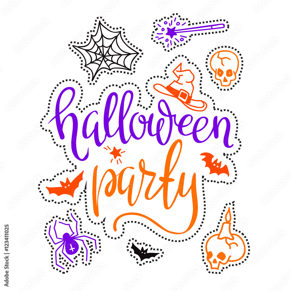 Halloween party template typography elements.