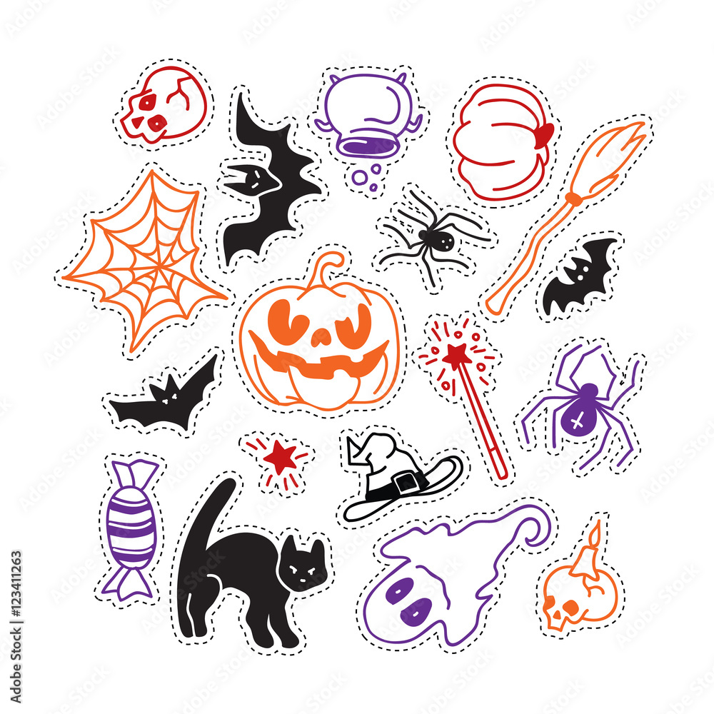 Happy halloween icons set. Happy halloween icons set.