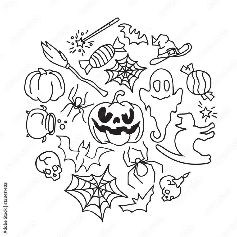 Happy halloween icons set. Happy halloween icons set.