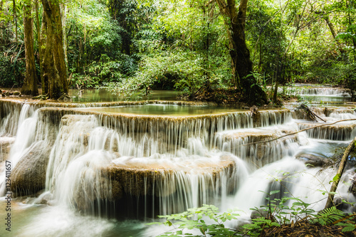 Huay Mae Kamin waterfall, the beautiful waterfall in deep forest at Srinakarin Dam National Park - Huay Mae Kamin waterfall. Kanchanaburi, Thailand