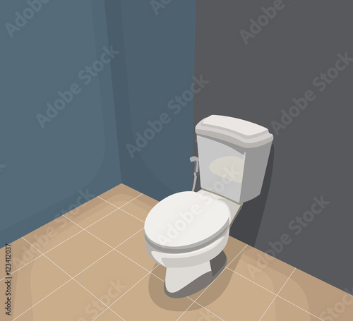 Flush toilet scene vector home interior background