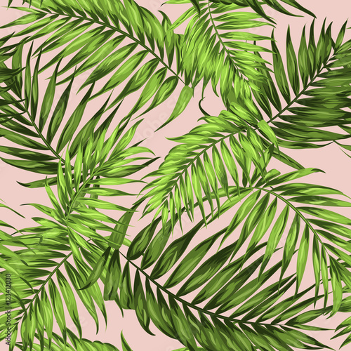 Fototapeta Naklejka Na Ścianę i Meble -  Tropical palm leaves seamless pattern