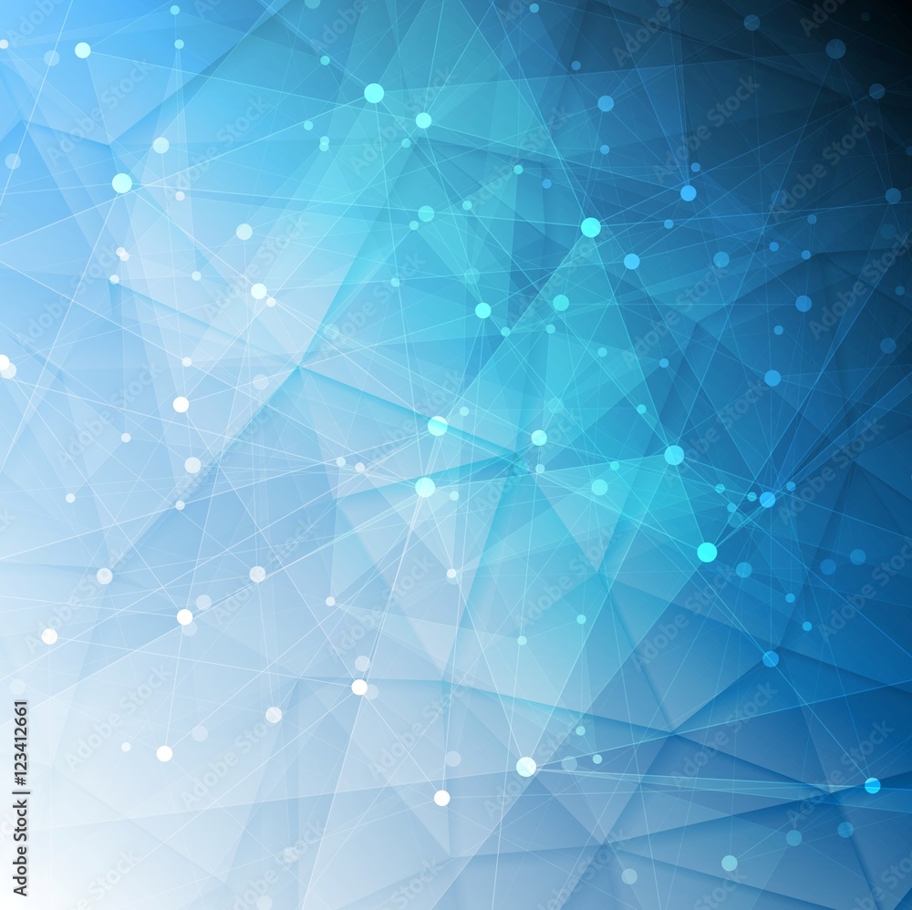 Fototapeta premium Connection structure blue low poly vector design