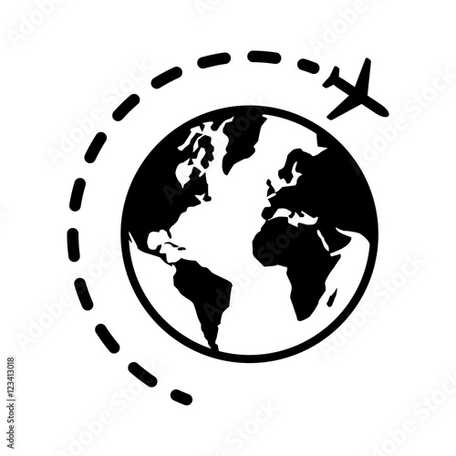 World or international traveling on an airplane flat icon for travel apps and websites