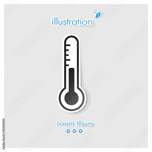 Thermometer Symbol ,Black Style, Vector EPS10 illustration