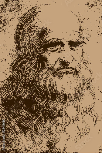 Self portrait of Leonardo da Vinci illustration