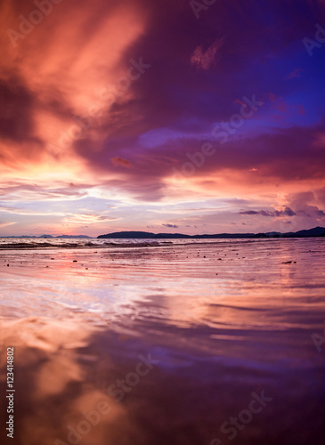 Tropical sunset on the beach. Ao-Nang. Krabi