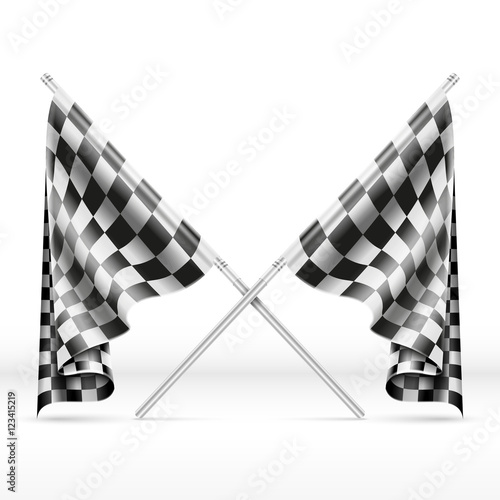 Black and white checkered crossed finish flags vector illustration
