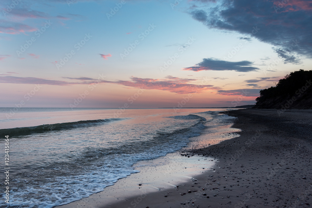 Summer solstice morning at Baltic sea, Latvian coast.