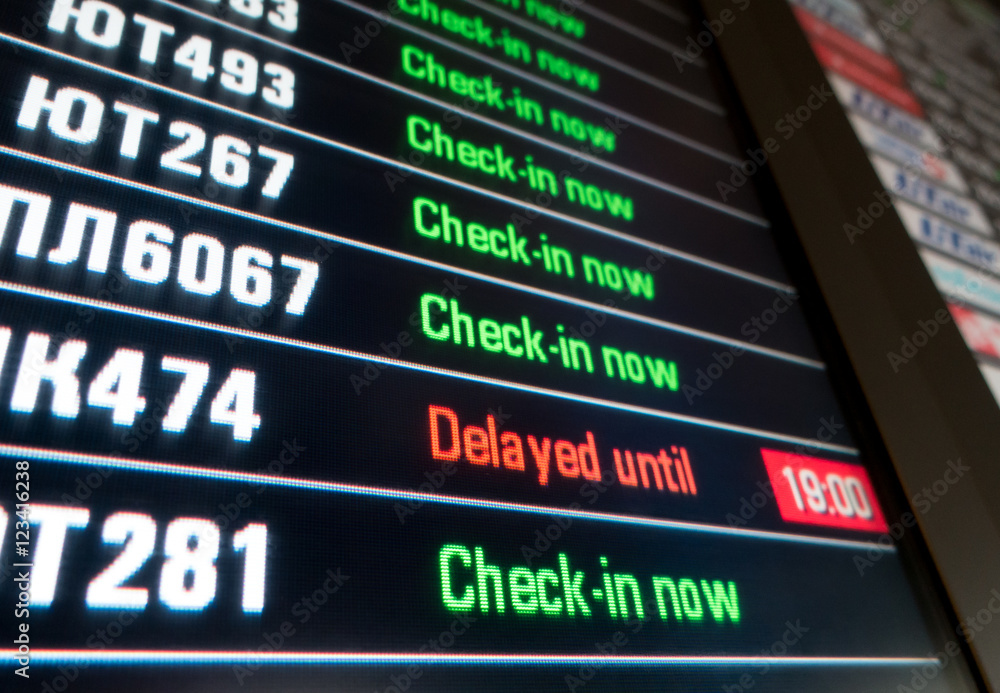 Timetable digital board at the airport Timetable digital board at the airport
