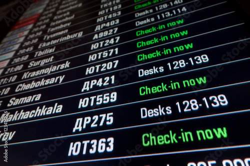 Timetable digital board at the airport