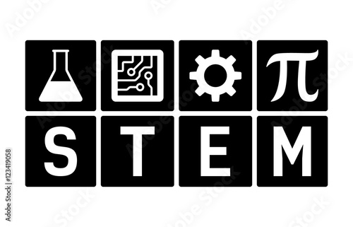 STEM - science, technology, engineering and mathematics flat icon for education apps and websites