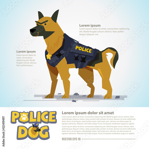 smart police dog. character design come with typographic  - vect