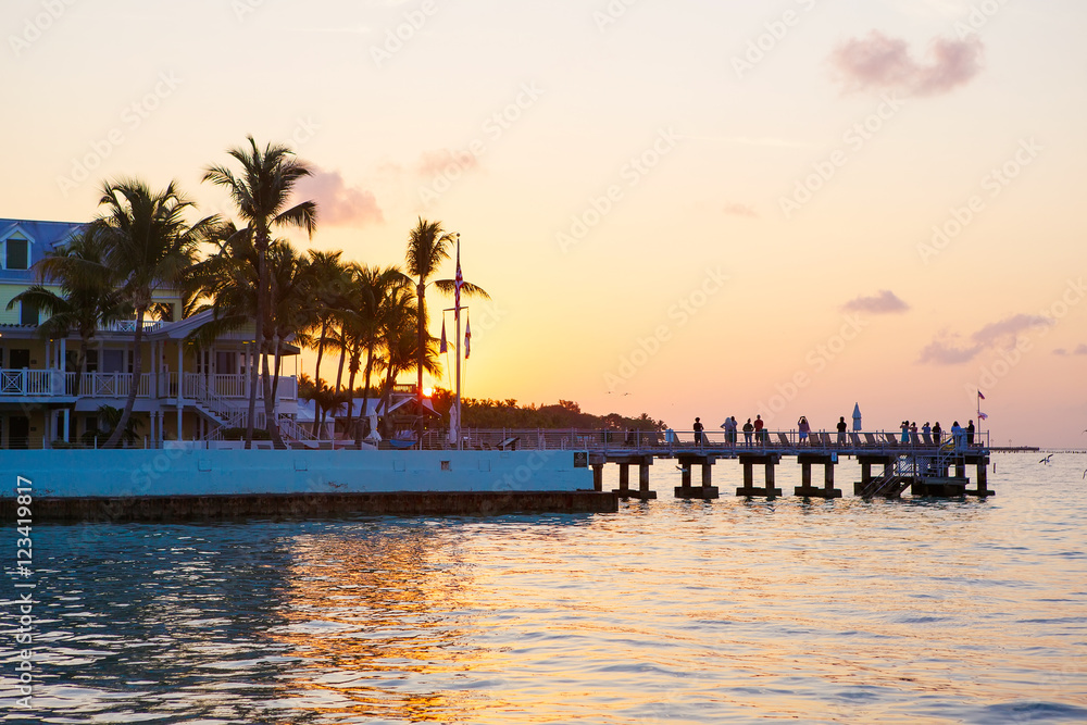 Naklejka premium Beautiful sunrise on Key West, Florida, USA
