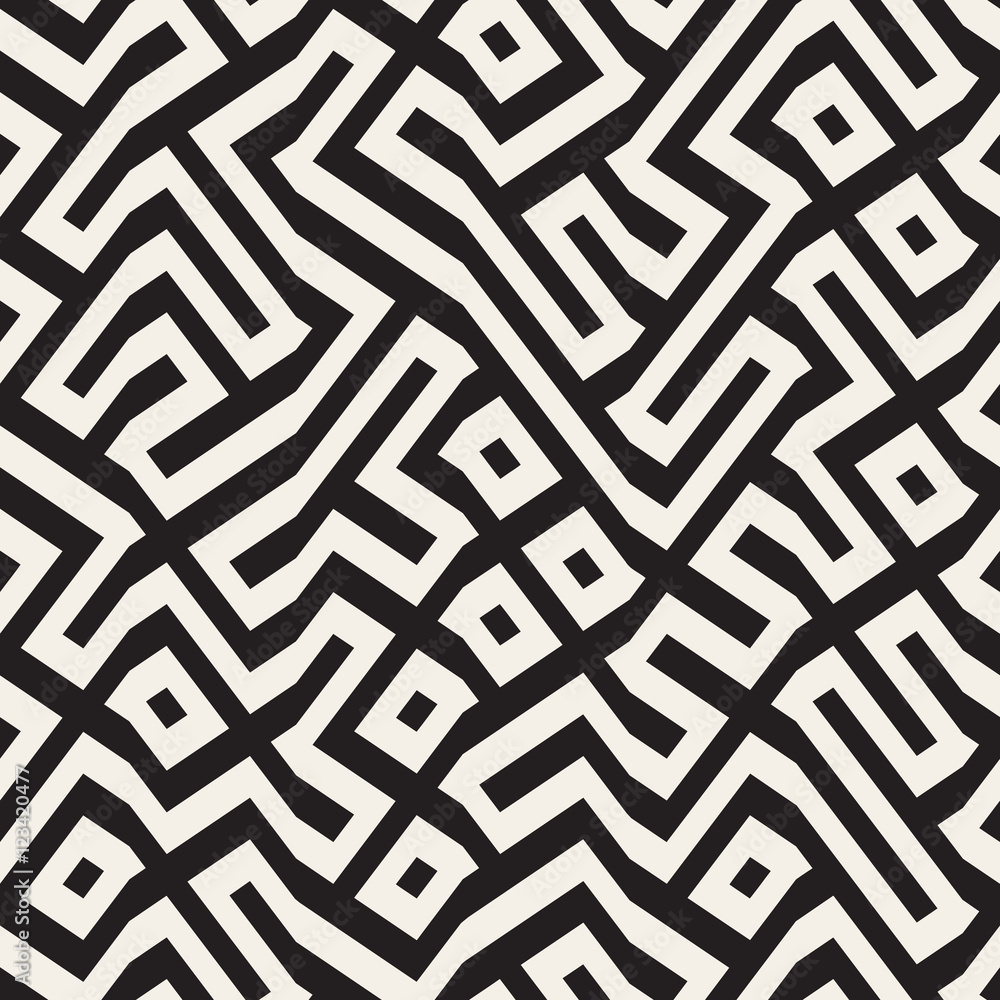 Vector Seamless Black And White Maze Lines Geometric Pattern Vector Seamless Black And White Maze Lines Geometric Pattern