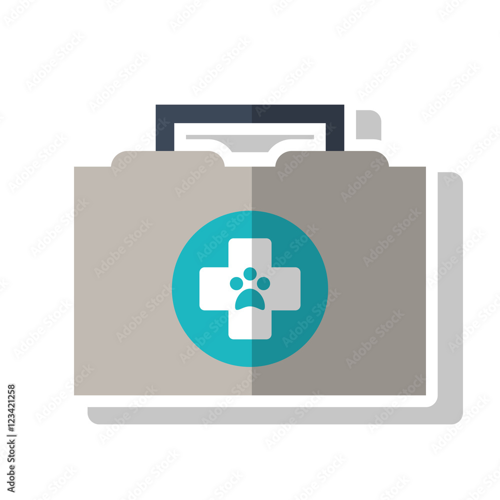 Obraz premium Medical kit and vet icon. Pet animal domestic and care theme. Isolated design. Vector illustration