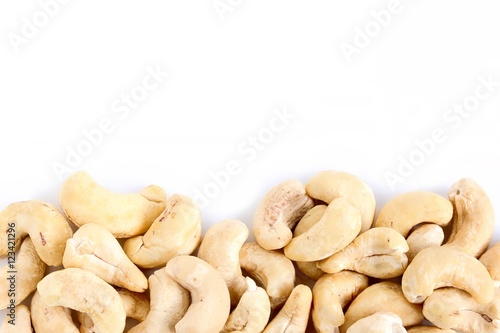 Natural Cashew Nuts on White Background
