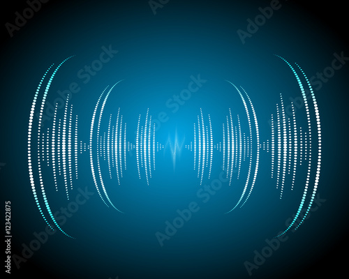 Sound waves oscillating glow, neon light. Abstract technology background ,music background, vector illustration