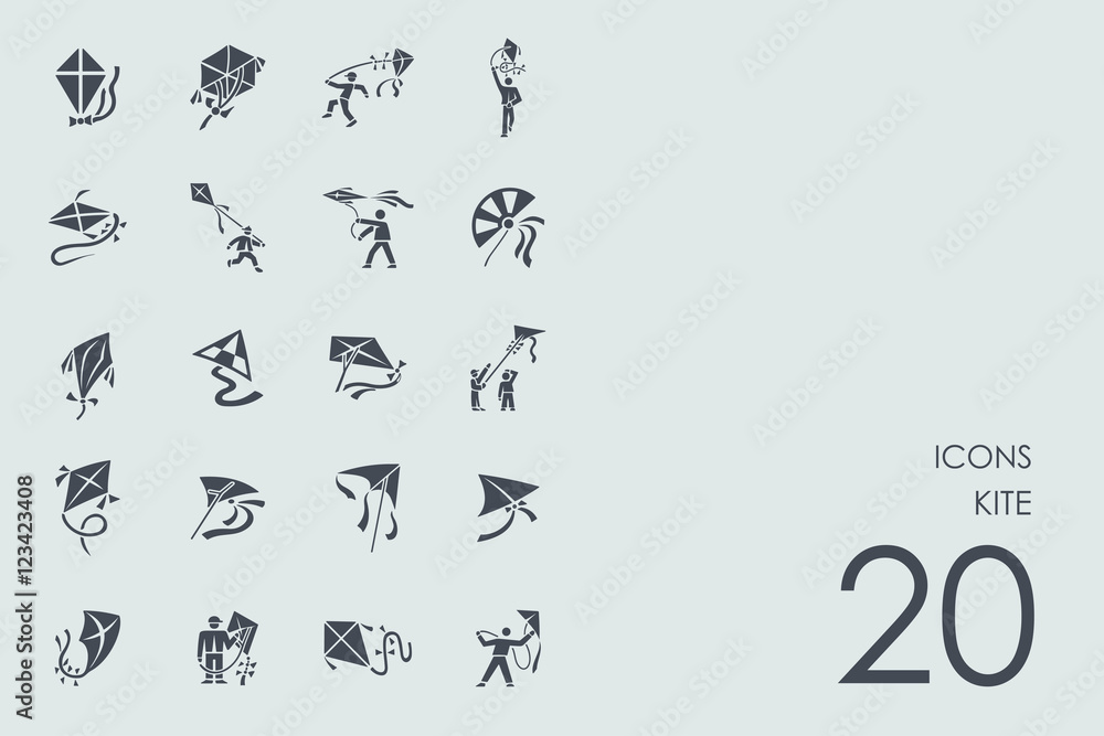 Set of kite icons Set of kite icons