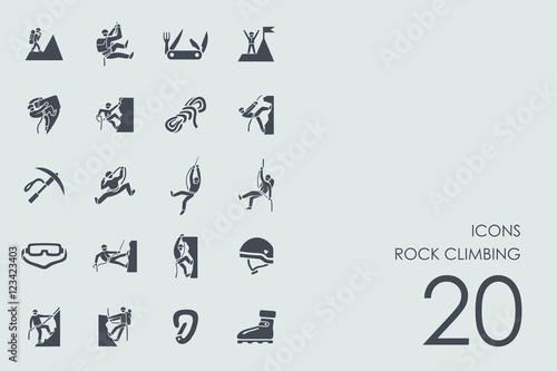 Set of rock climbing icons