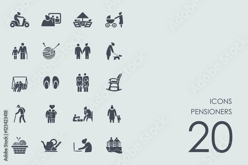 Set of pensioners icons