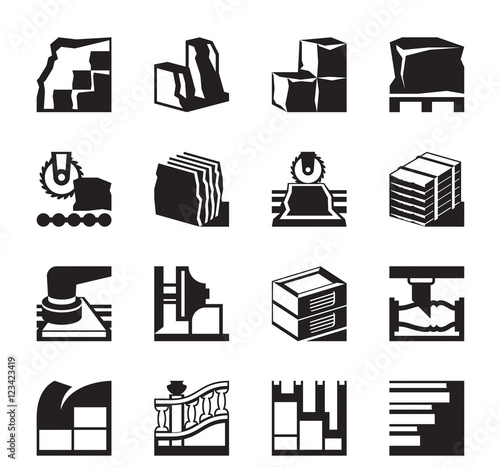 Extraction and processing of marble and stone - vector illustration