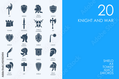 Set of BLUE HAMSTER Library knight and war icons