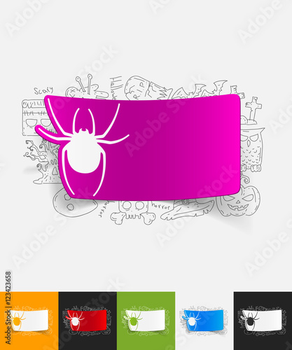 spider paper sticker with hand drawn elements