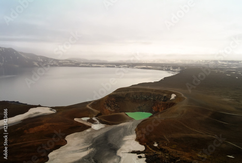 Oskjuvatn and Viti lakes in Askja crater, Iceland photo