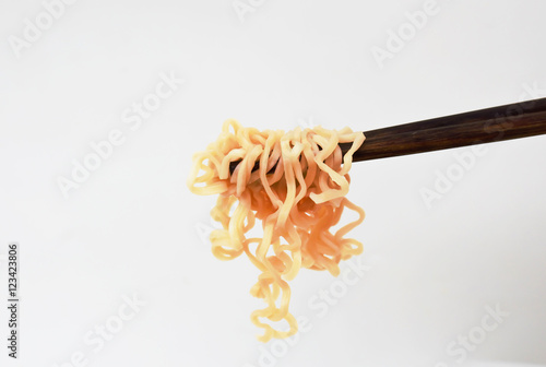 chopsticks noodles isolated on white background,