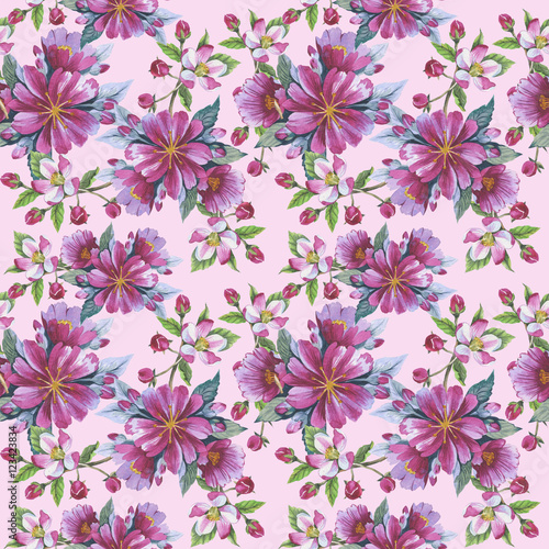 Wildflower rose flower pattern in a watercolor style isolated. Aquarelle wild flower for background  texture  wrapper pattern  frame or border.